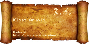 Klosz Arnold névjegykártya